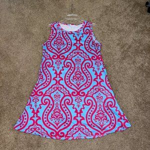 Magenta Pink and Baby Light Blue Sleeveless Tank Dress ~ with Pockets!